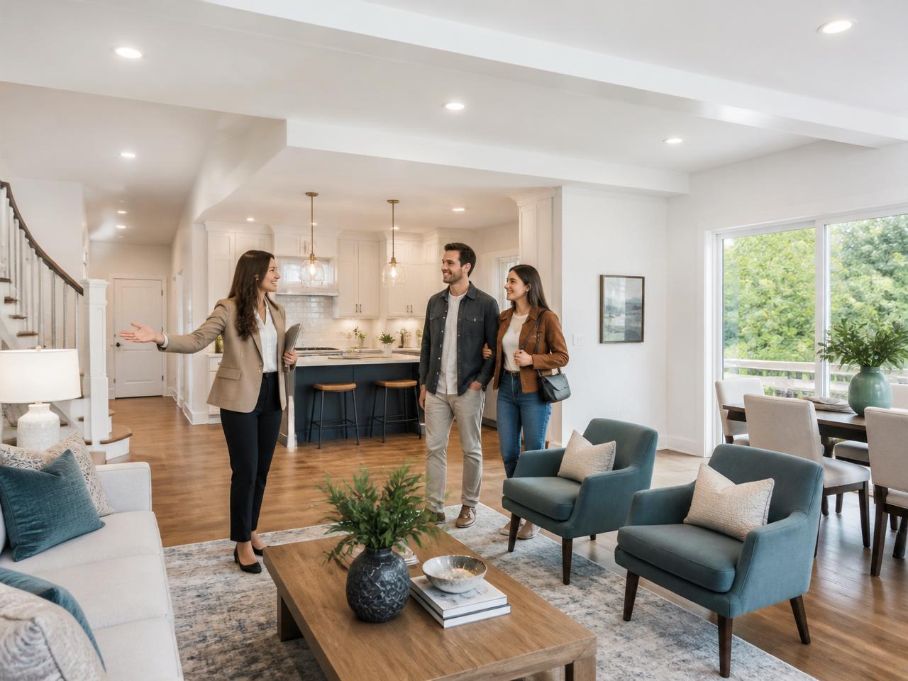 Real estate agent showing a home interior